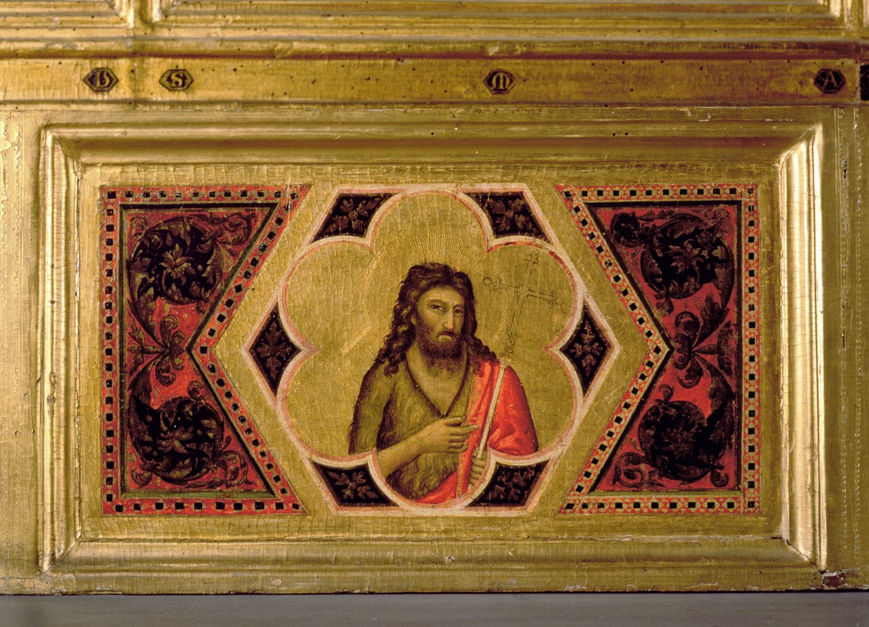 Johannes der Täufer, aus der Krönung der Jungfrau Polyptychon (mittleres linkes Predella) von Ambrogio Bondone Giotto