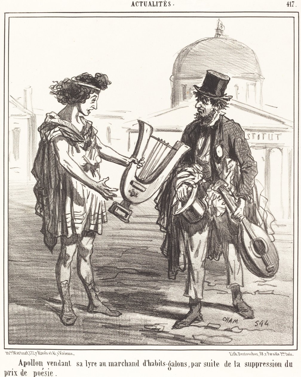 Apollon verkauft seine Leier von Amédée Charles Henri Cham