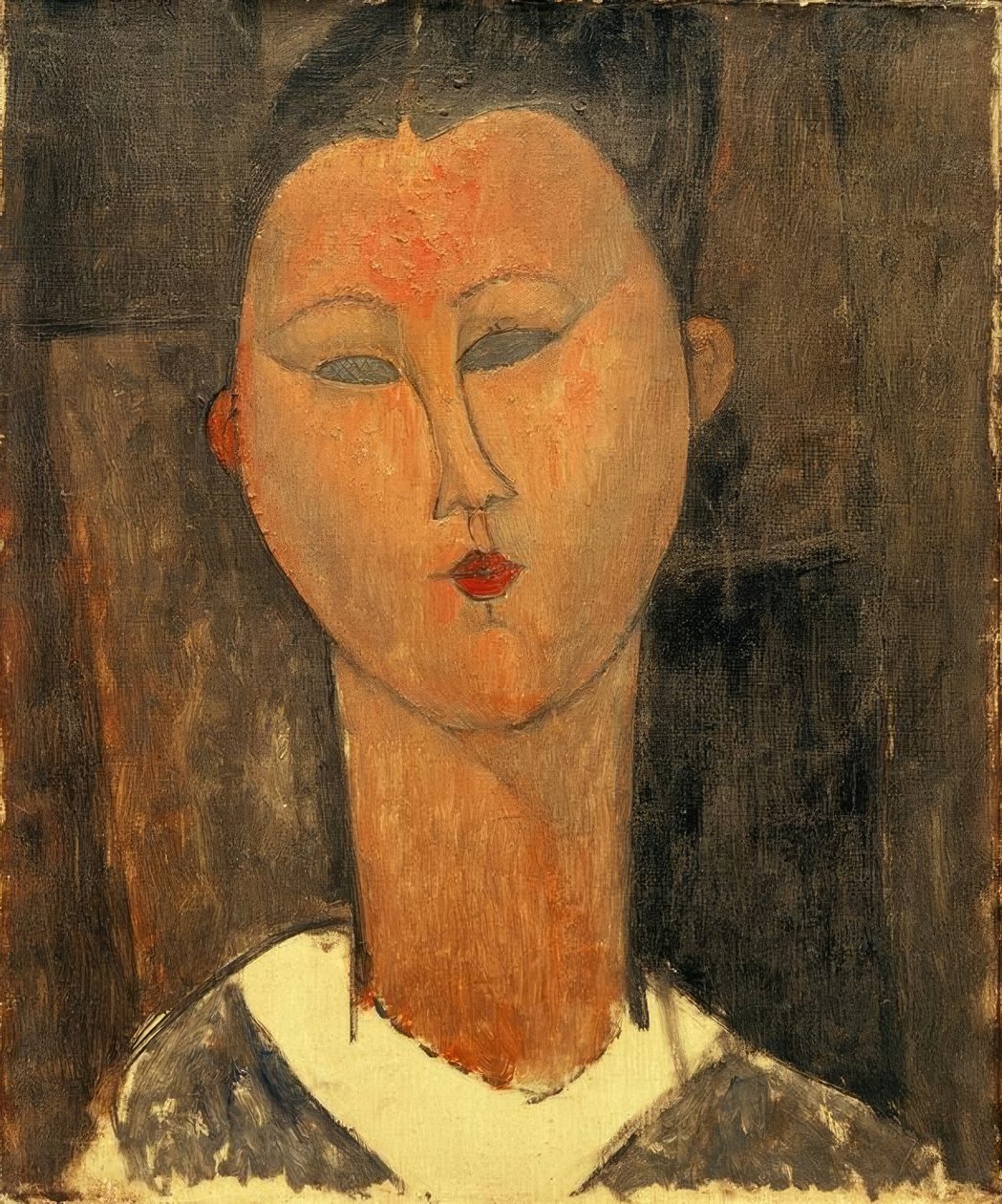 Junge Frau mit weißem Kragen von Amedeo Modigliani