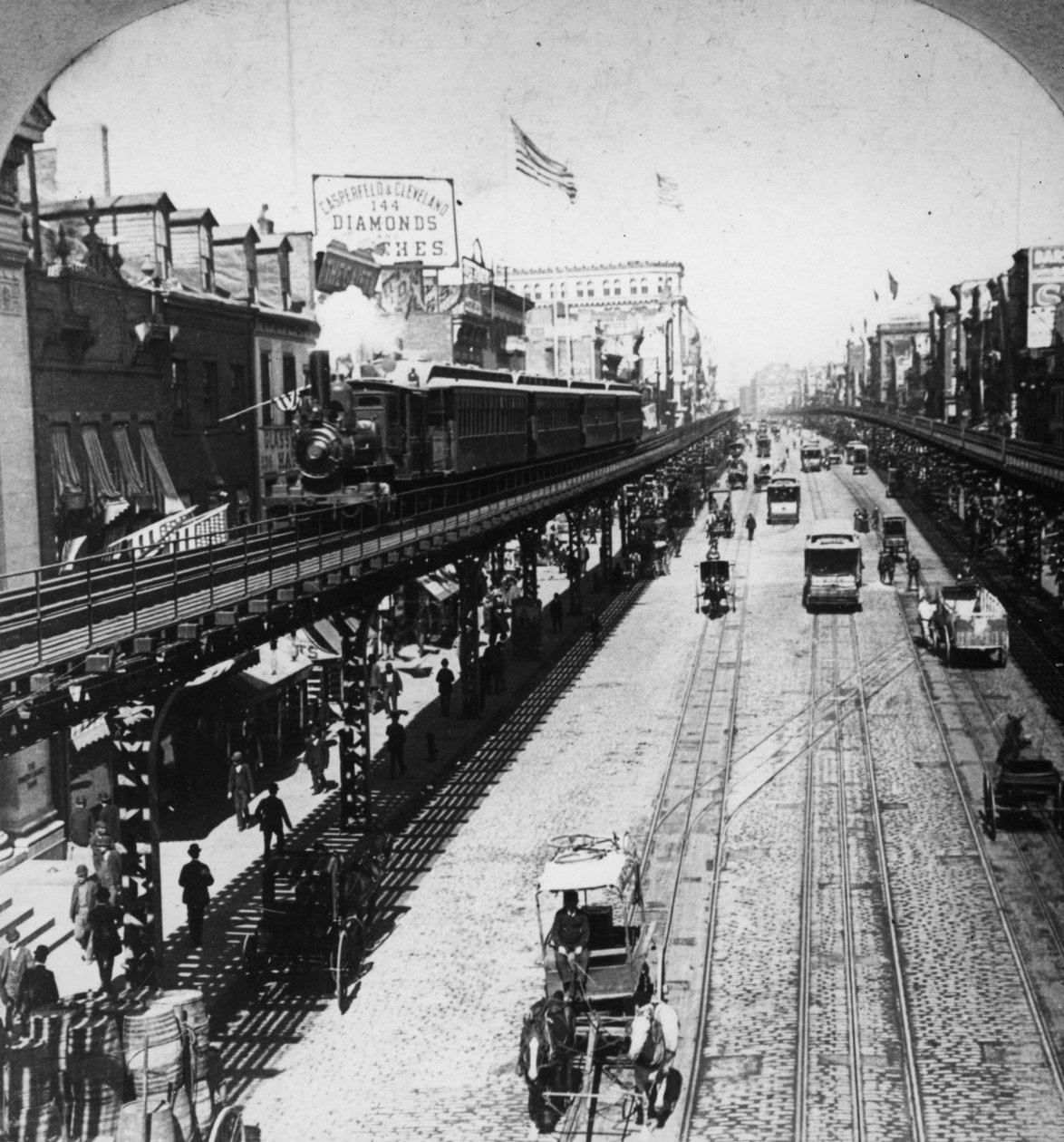 IRT Third Avenue Line entlang The Bowery, New York, ca. 1897 von American Photographer