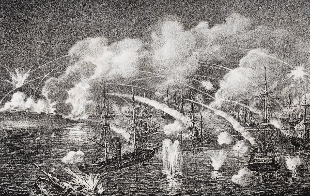 Mitternächtliches Marinebombardement von Fort Jackson, Louisiana 1862 von American School