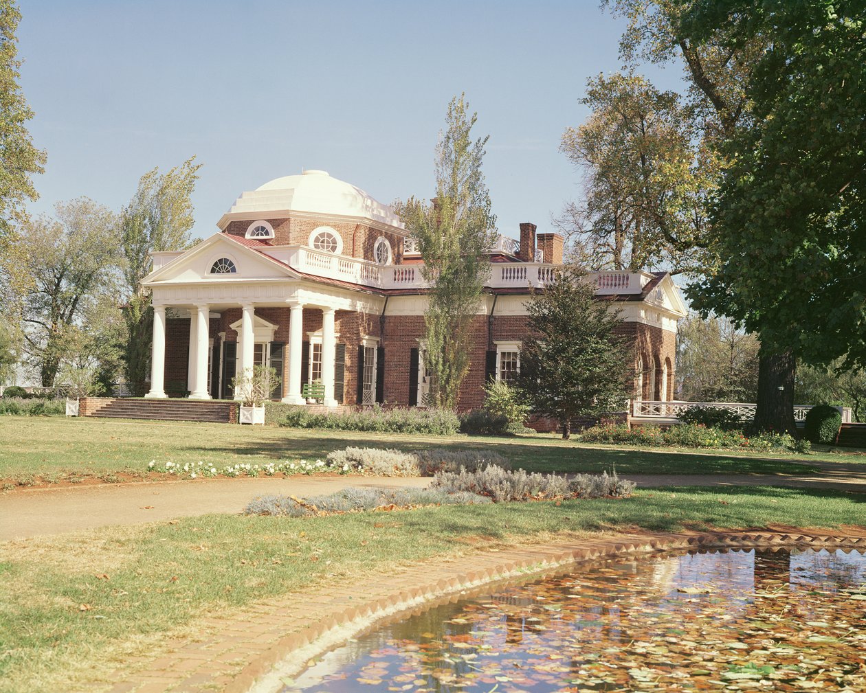 Ansicht der Westfassade von Monticello, Haus von Thomas Jefferson (1743-1826), erbaut 1772 von American School