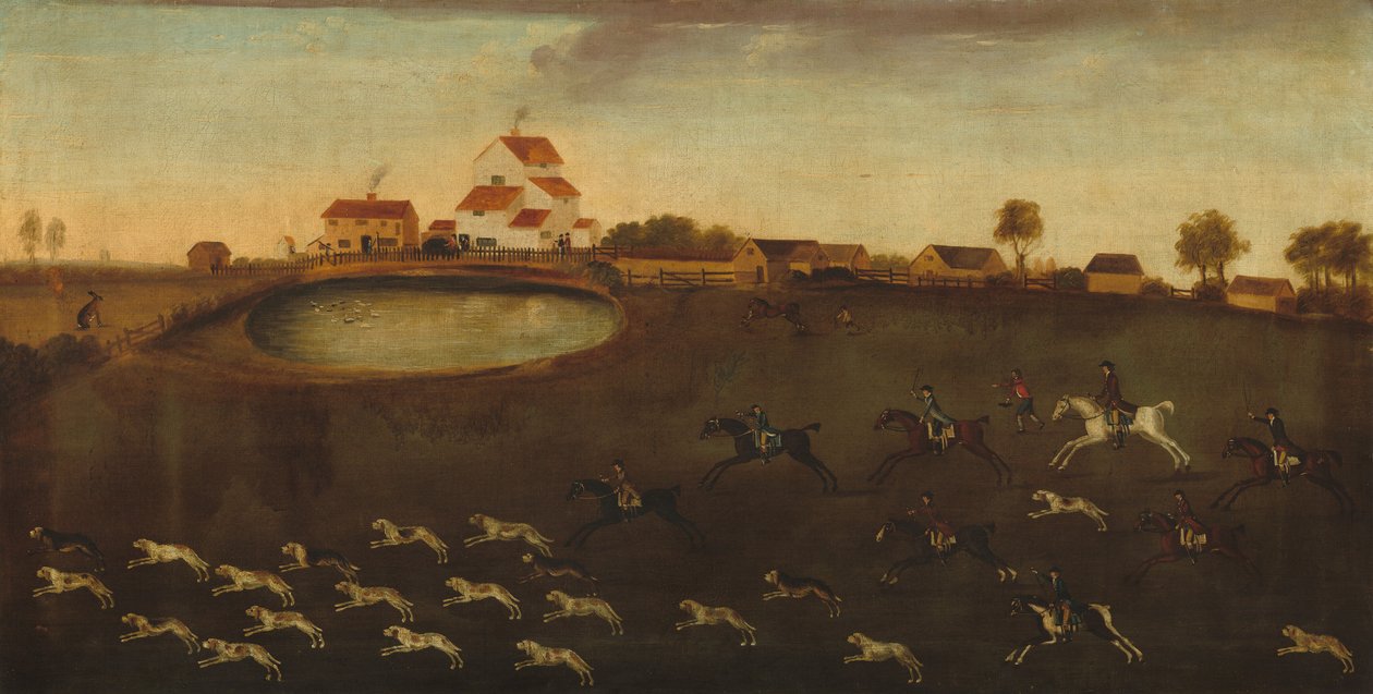 Jagdszene mit einem Teich von American 18th Century