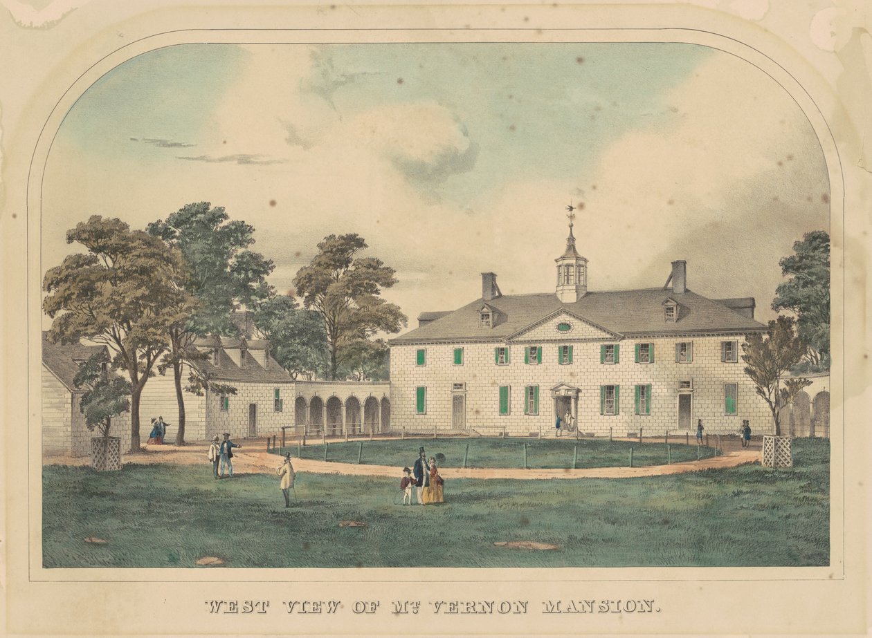 Westansicht des Mount Vernon Herrenhauses von American 19th Century