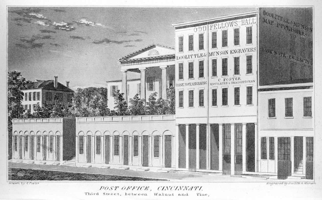 Postamt von Cincinnati, Third Street, 1841 von American School