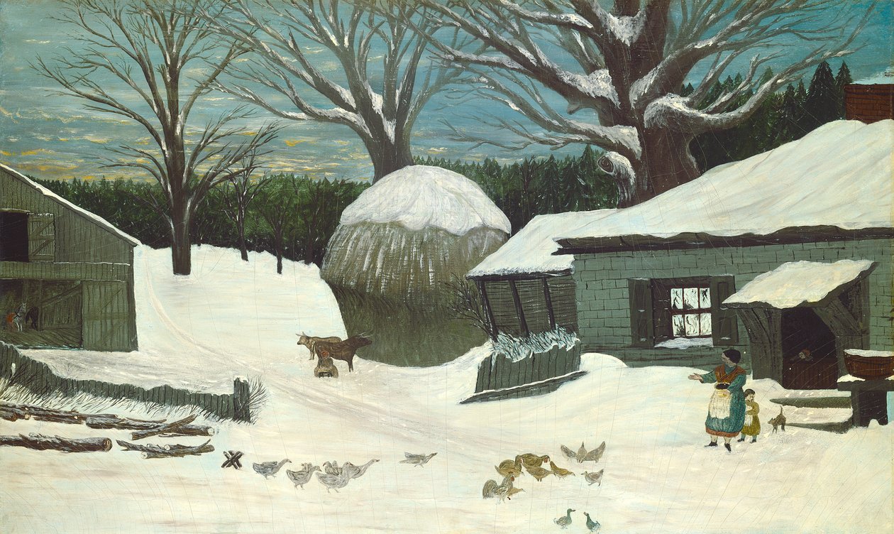 New England Farm im Winter, ca. 1850 von American School