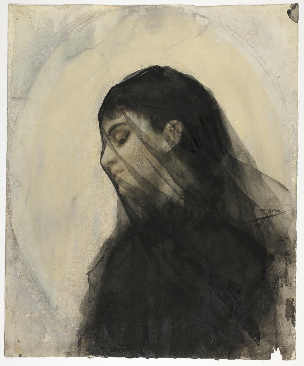 Kopf einer verschleierten Frau von Anders Zorn
