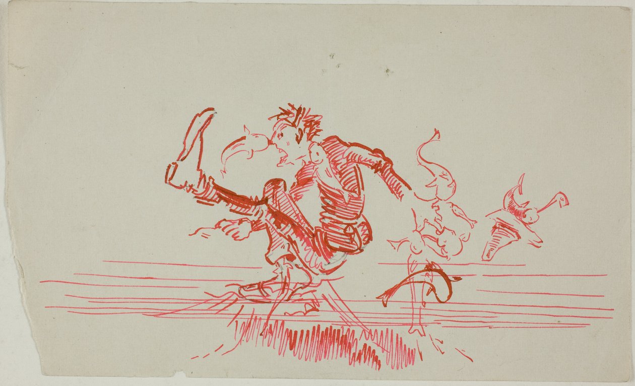 Mann von mehreren Fischen angegriffen von Anders Zorn