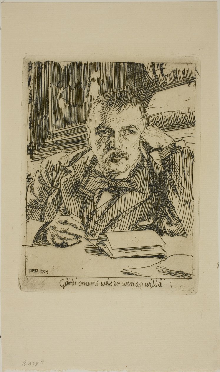 Selbstporträt mit Inschrift von Anders Leonard Zorn