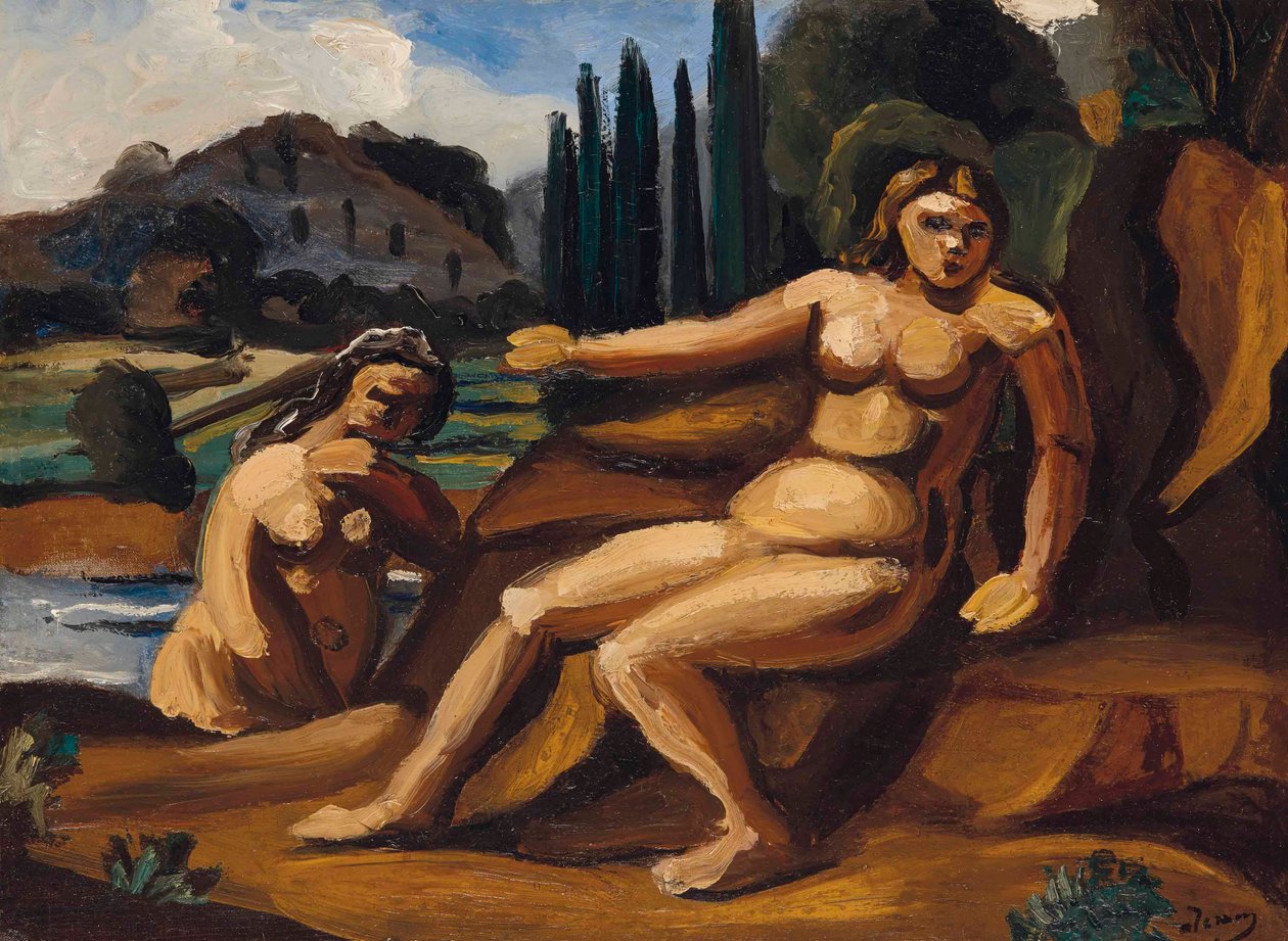 Zwei Badende in einer Landschaft von Andre Derain