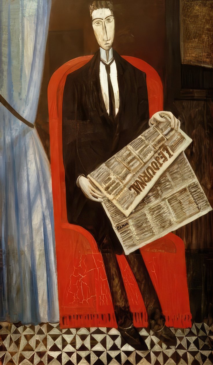 Porträt eines unbekannten Mannes mit Zeitung von Andre Derain