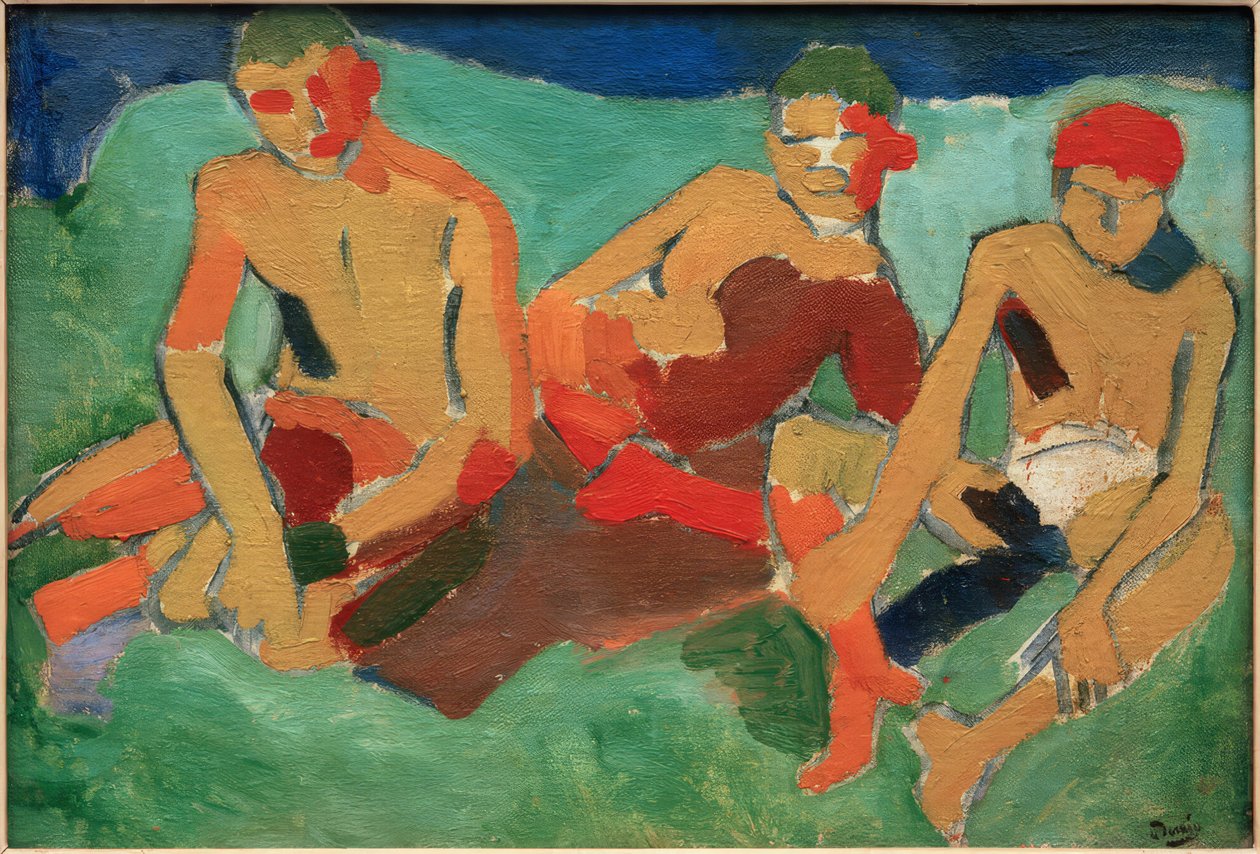 Drei Figuren auf dem Gras sitzend von Andre Derain