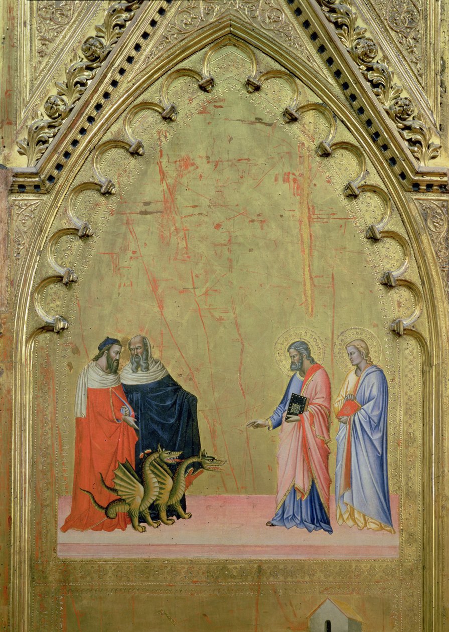 Das Wunder der Drachen, vom Altarbild des Heiligen Matthäus und Szenen aus seinem Leben, um 1367-70 von Jacopo di Cione