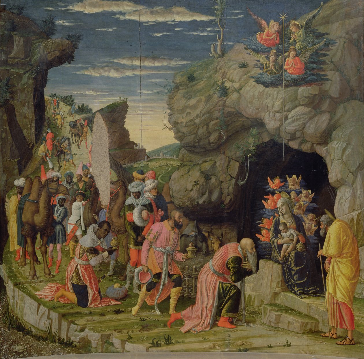 Anbetung der Könige, Mittelteil des Altars, ca. 1466 von Andrea Mantegna