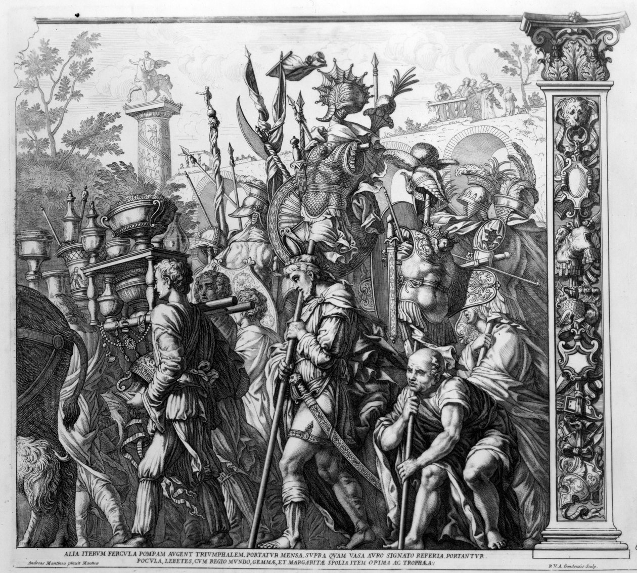 Der Triumph von Caesar, Platte 6, graviert von Robert van Audenaerde, 1692 von Andrea Mantegna