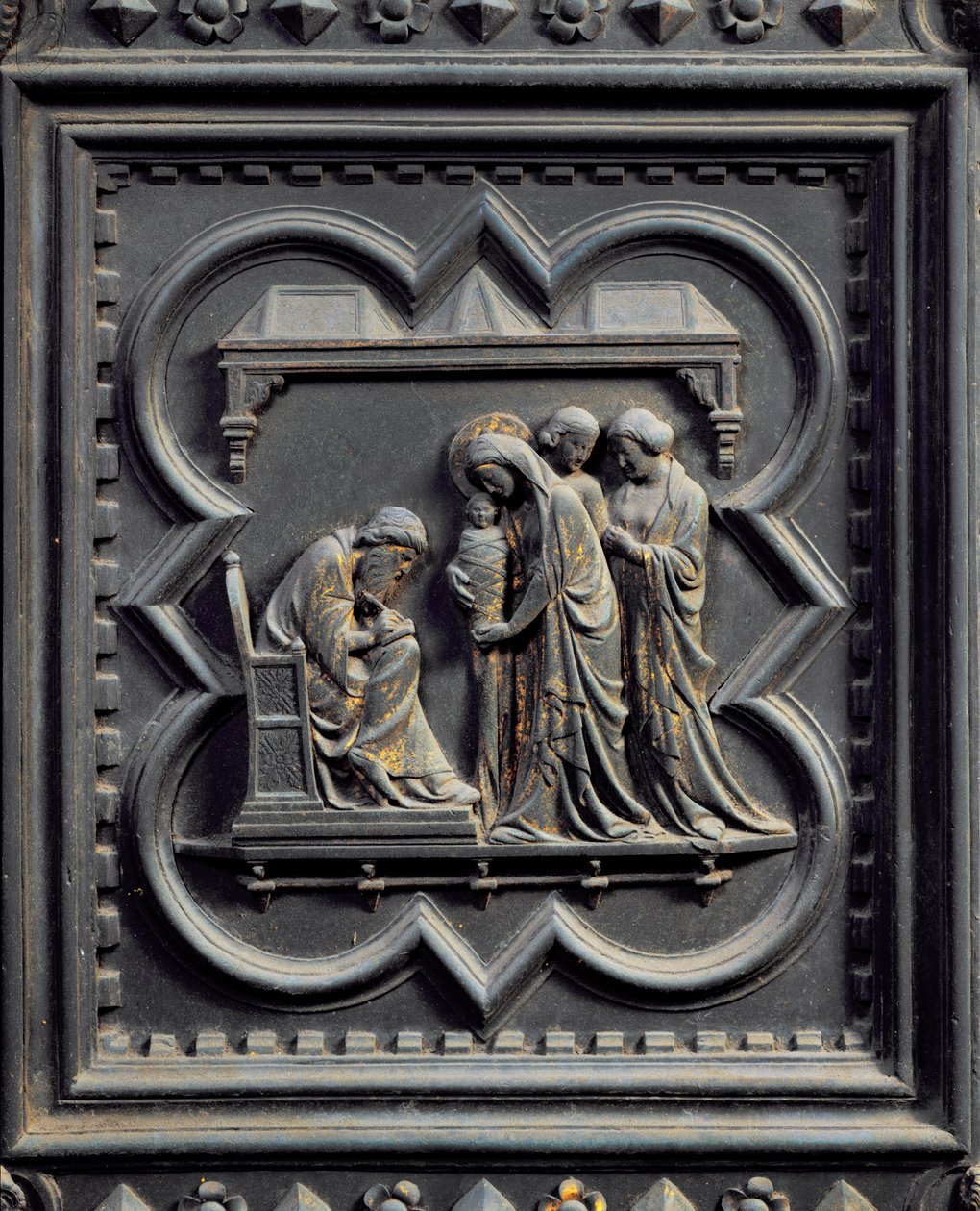 Sacharja schreibt den Namen des Jungen, fünftes Panel der Südtüren des Baptisteriums von San Giovanni, 1336 von Andrea Pisano