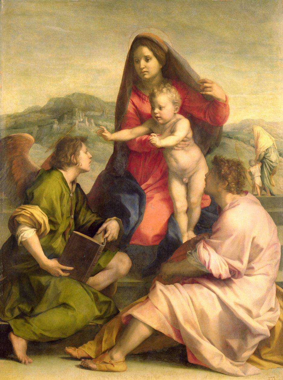 Die Jungfrau und das Kind mit einem Heiligen und einem Engel, ca. 1522-23 von Andrea del Sarto