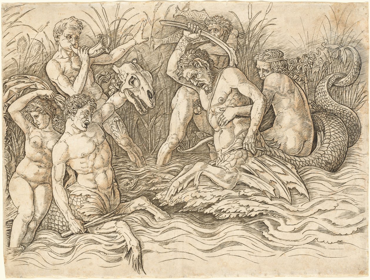 Schlacht der Meeresgötter [rechte Hälfte] von Andrea Mantegna