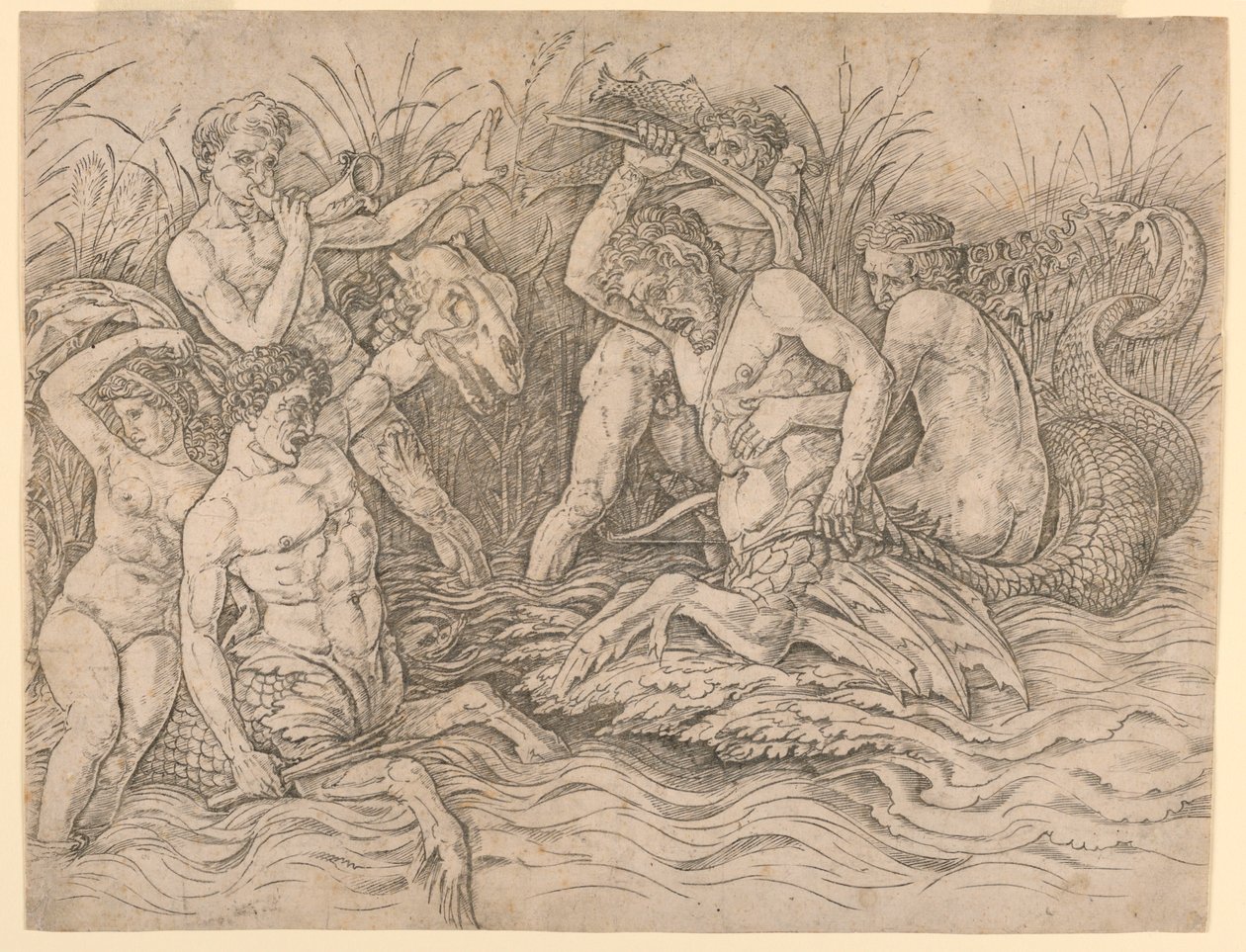 Schlacht der Meeresgötter, rechte Hälfte von Andrea Mantegna