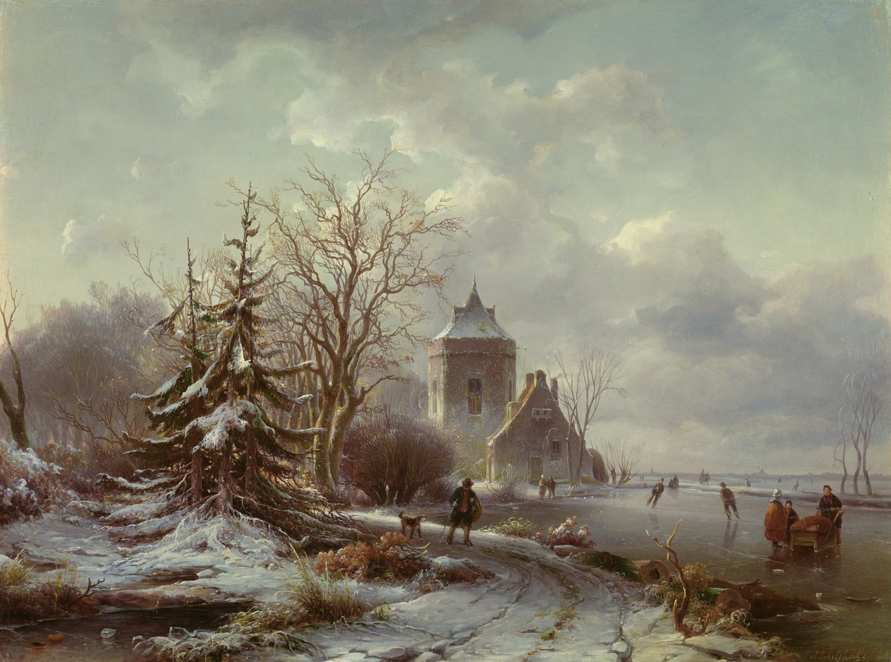 Winterszene, 19. Jahrhundert von Andreas Schelfhout