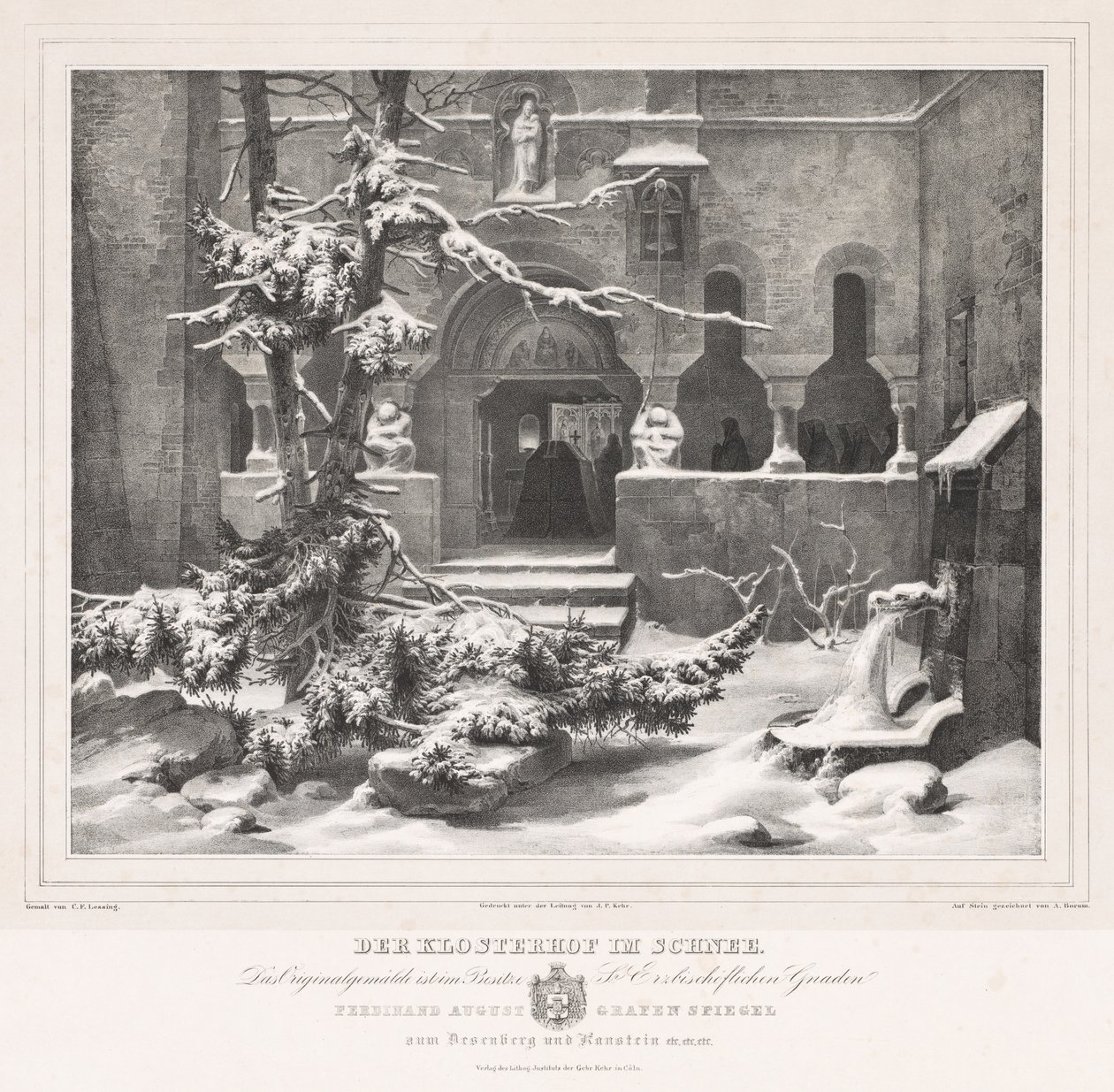 Kirchhof mit Schnee, ca. 1835 von Andreas Borum