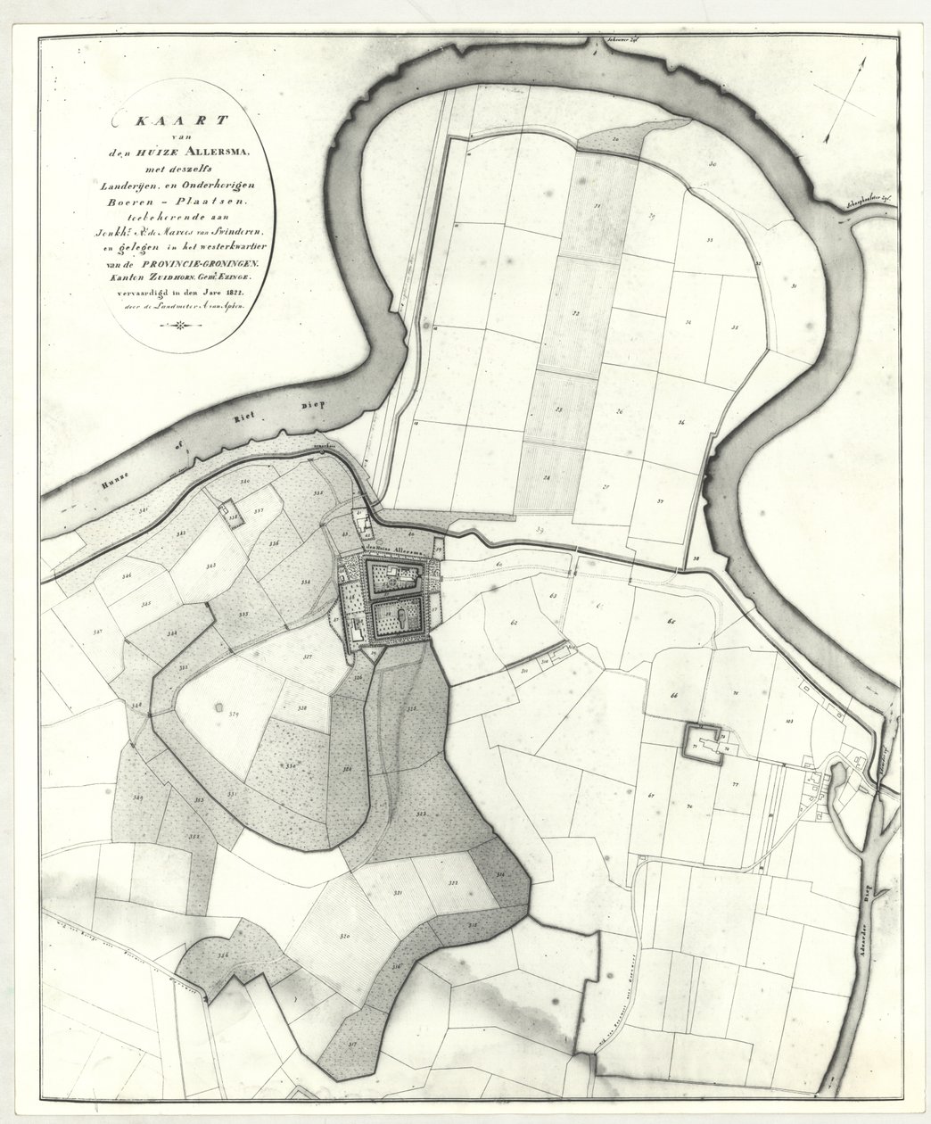 Allersma - Karte Apken 1822 von Andries van Apken