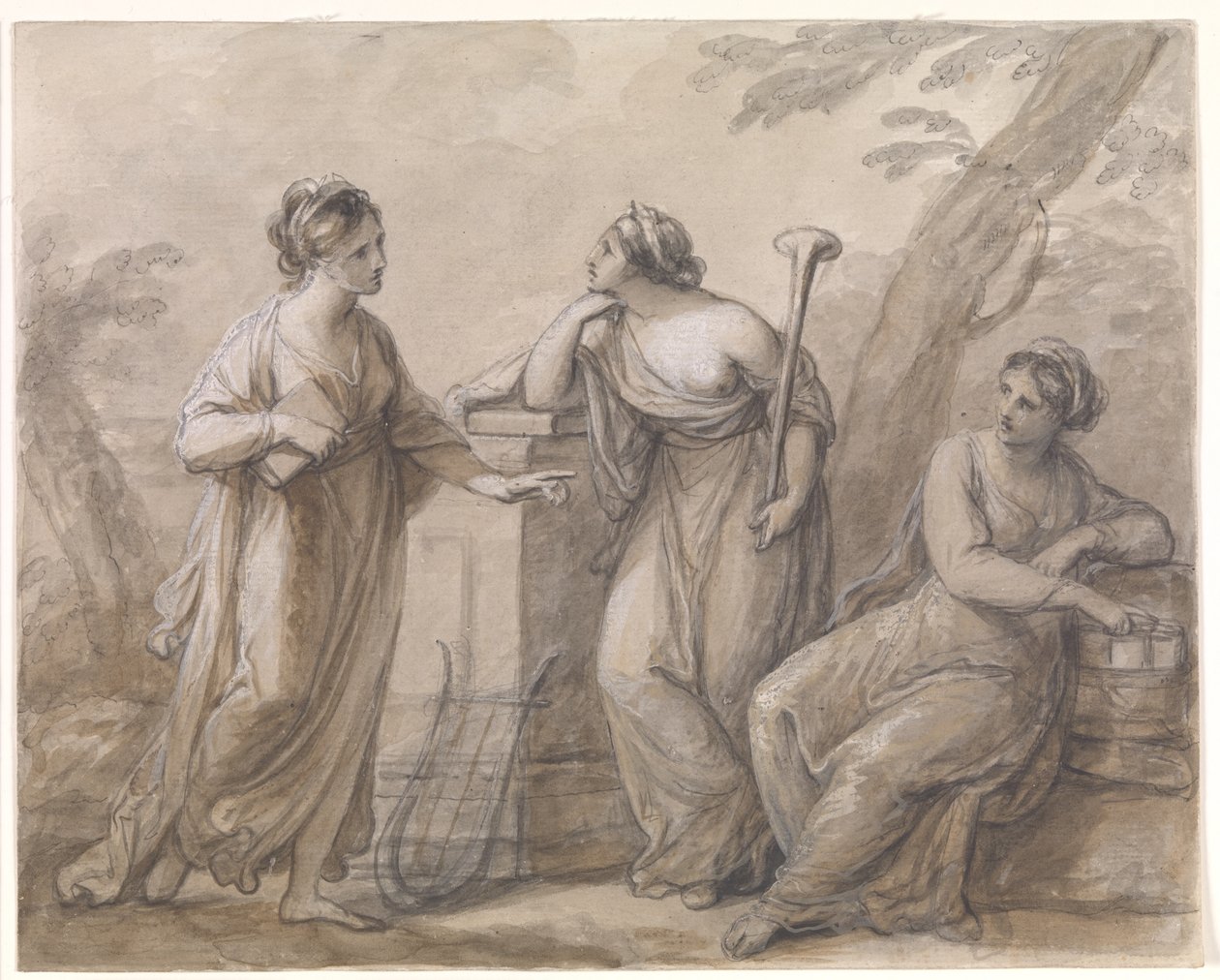 Drei Musen im Gespräch von Angelica Kauffmann