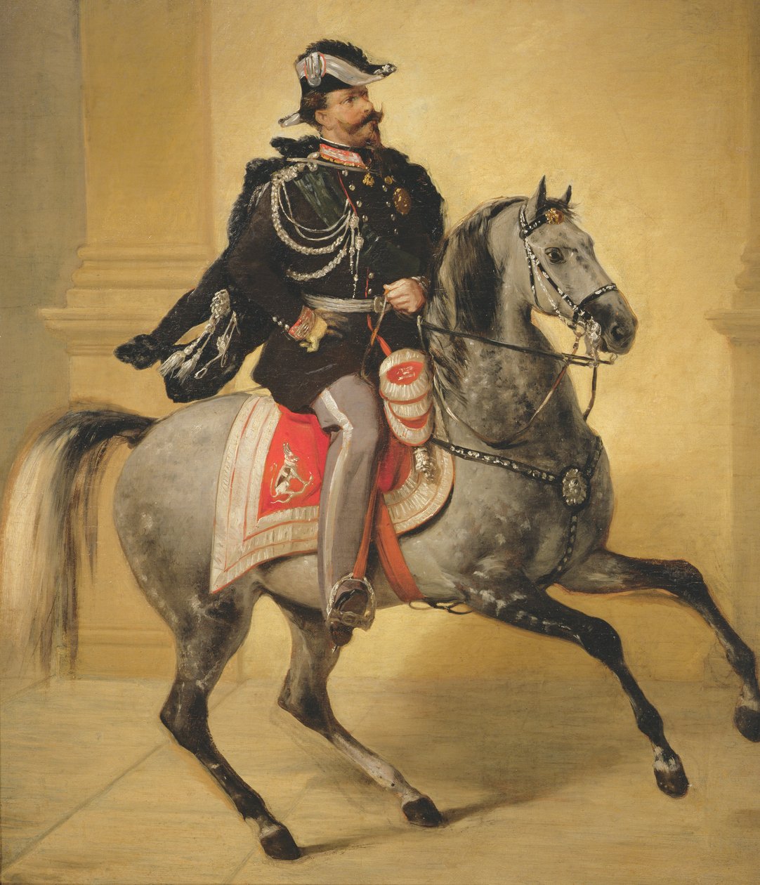 Reiterporträt von Viktor Emanuel II. von Italien von Angelo Inganni