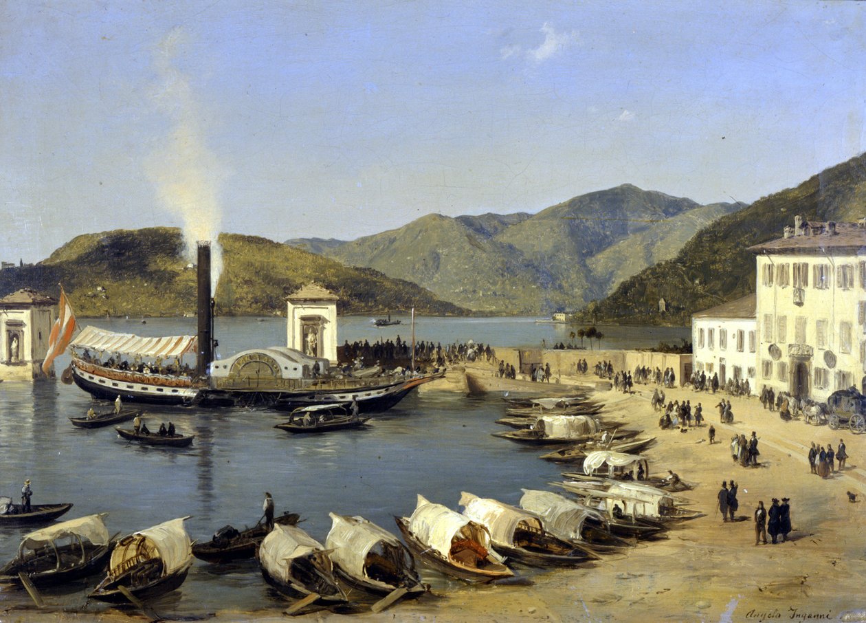 Der Hafen von Como (Como) von Angelo Inganni