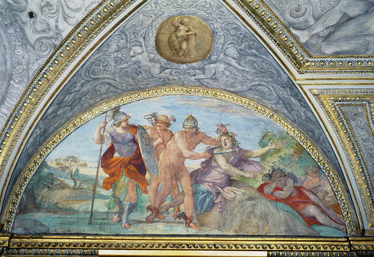 Lunette, die Perseus zeigt, wie er die Medusa tötet, aus dem 