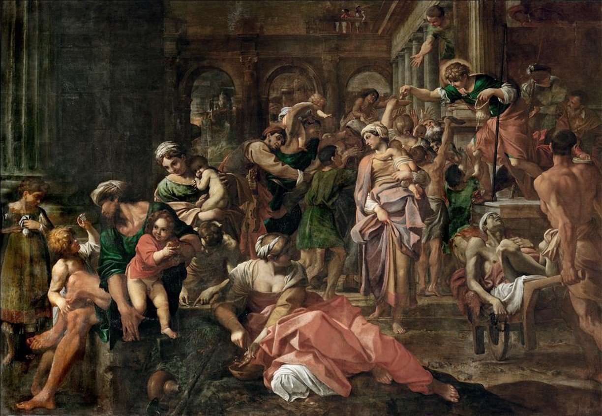 San Rocco gibt den Armen Almosen von Annibale Carracci