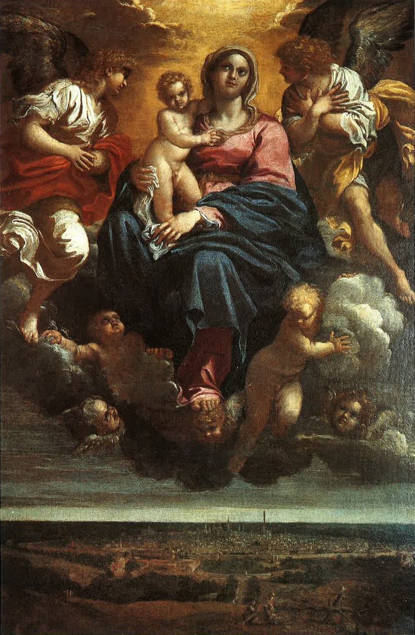Die Jungfrau und das Kind in den Wolken von Annibale Carracci