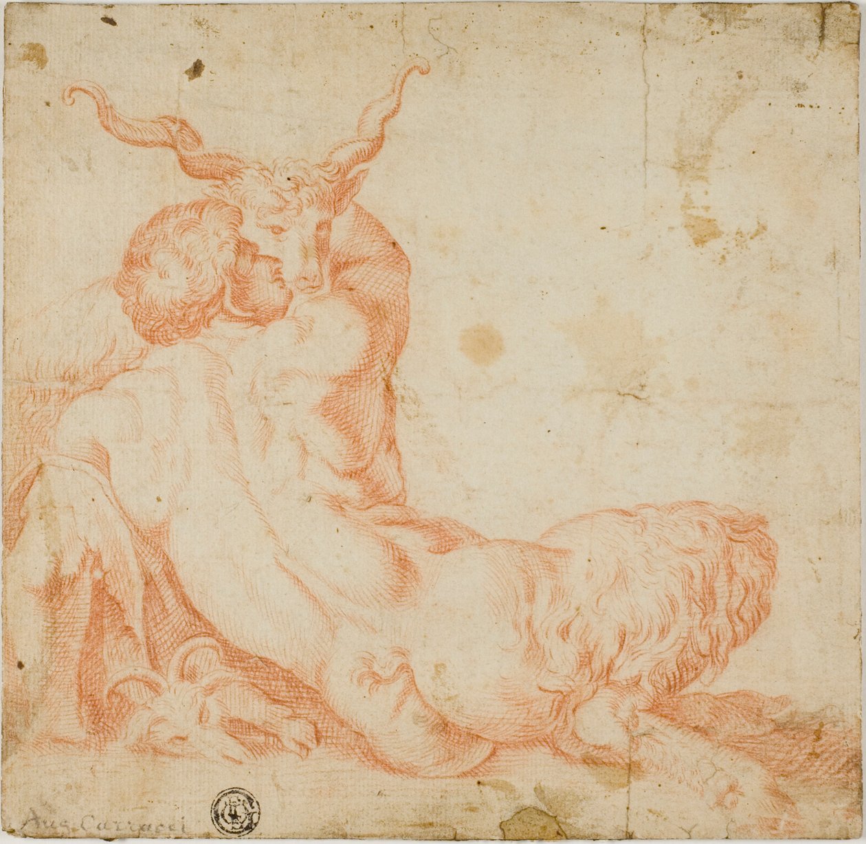 Satyr und Ziege von Annibale Carracci