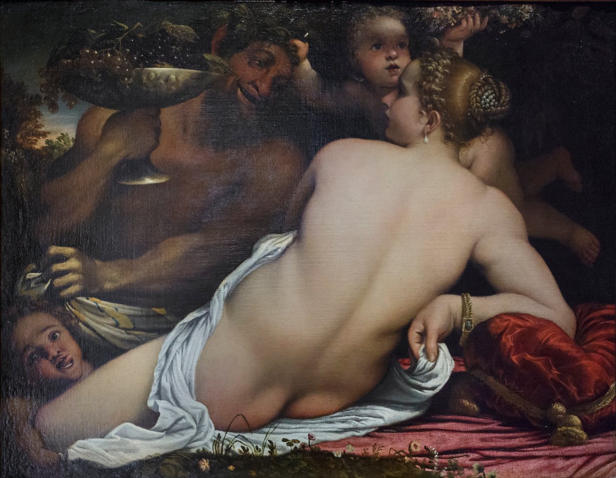 Venus, zwei Satyrn und Amor von Annibale Carracci