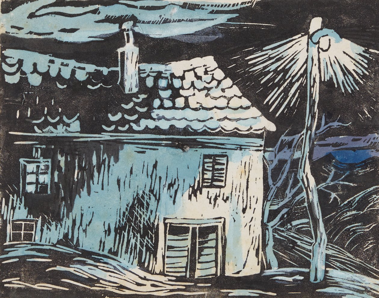 Haus bei Nacht von Anny Dollschein