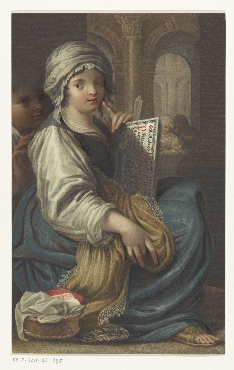 Mädchen mit einer Lesetafel von Anonymous