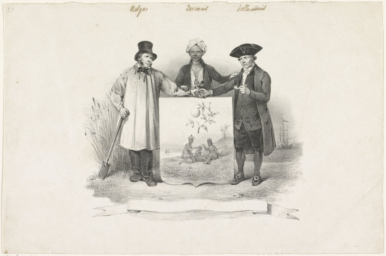 Wappenschild mit Belgier, Javaner und Holländer, 1826 von Anonymous
