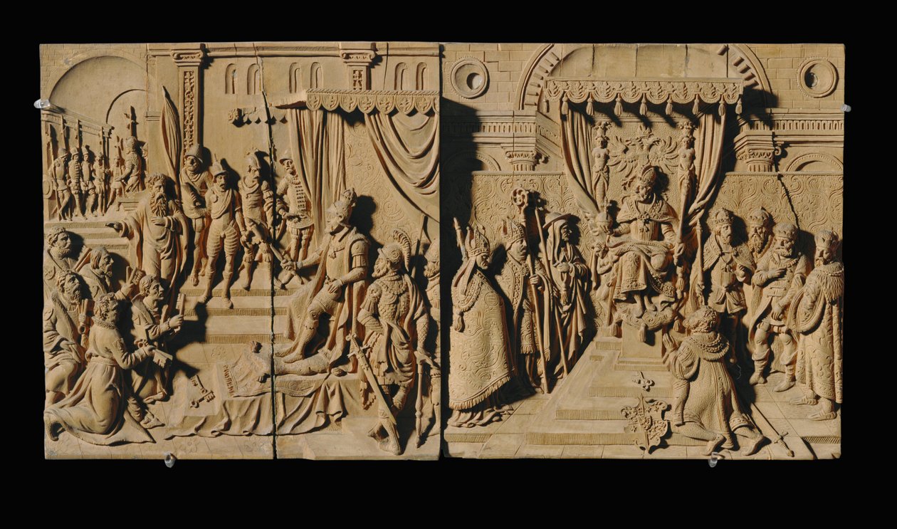 Acht geschnitzte Reliefs, Kirschholz von Anonymous Anonymous