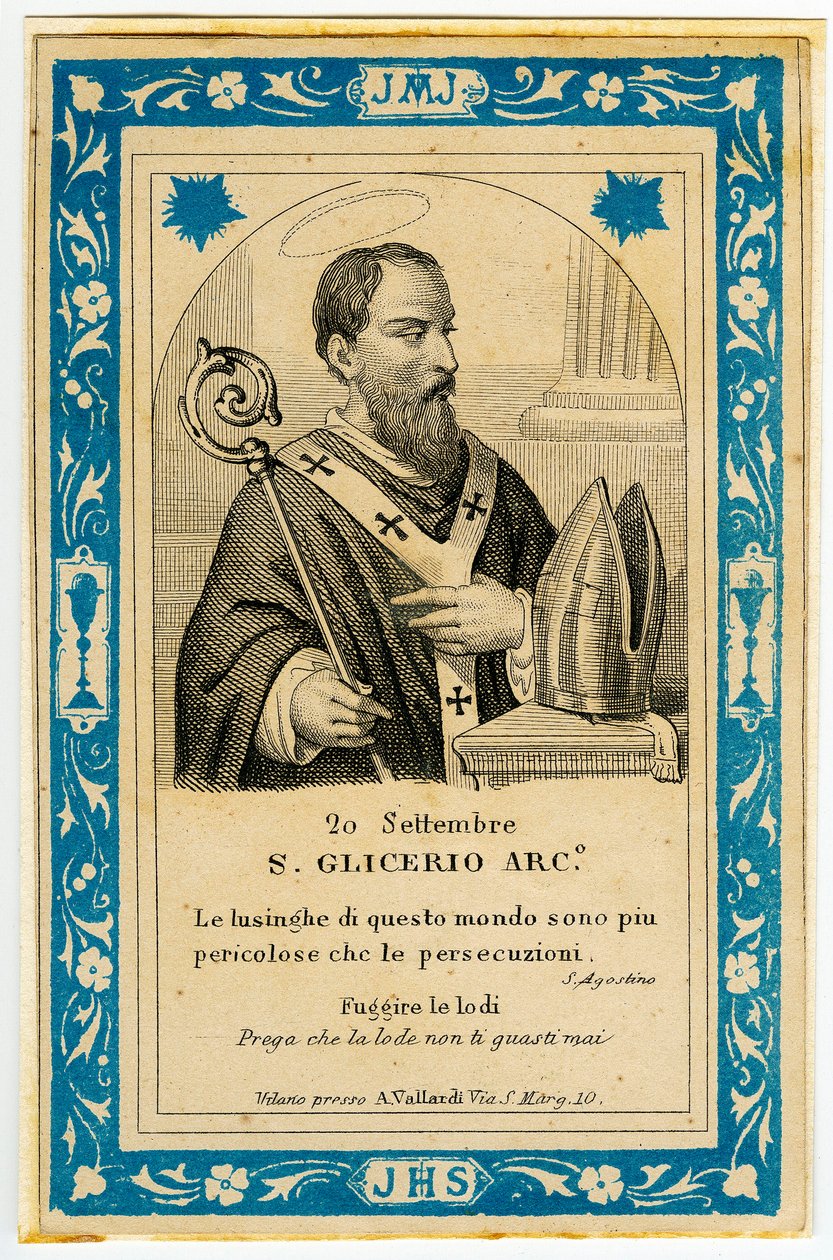 Andachtsbild: San Glicerio (Stich) von Anonymous Anonymous