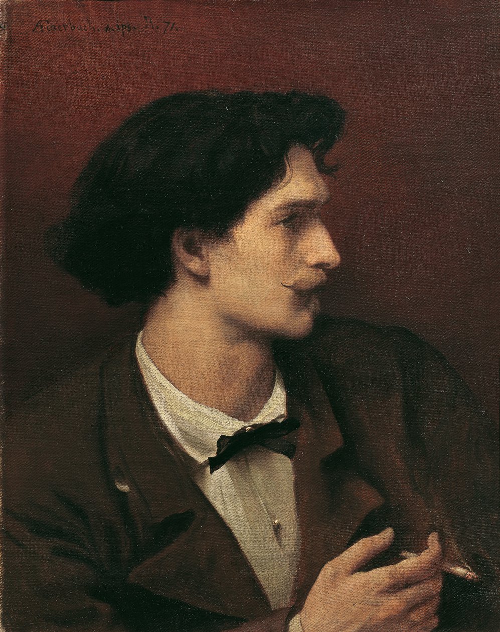 Selbstbildnis mit Zigarette von Anselm Feuerbach