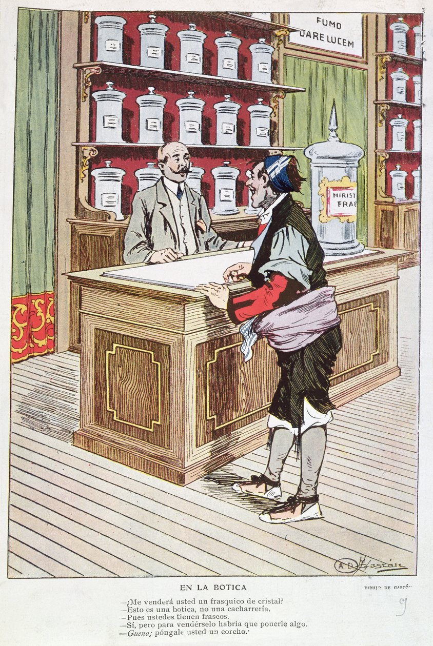 Spanische Apotheke (Farbstich) von Anselmo Gascon de Gotor
