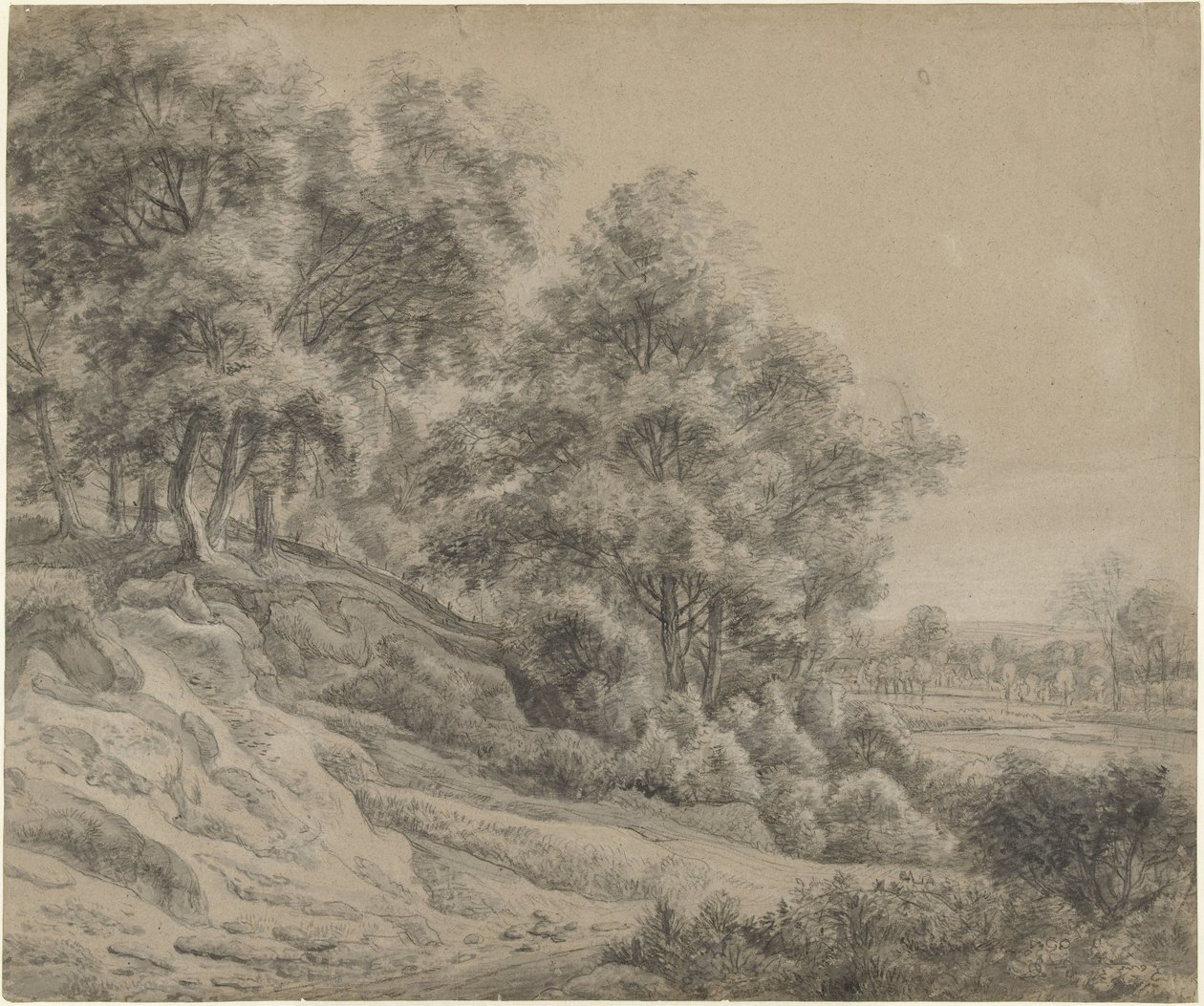 Bäume in einer hügeligen Landschaft von Anthonie Waterloo