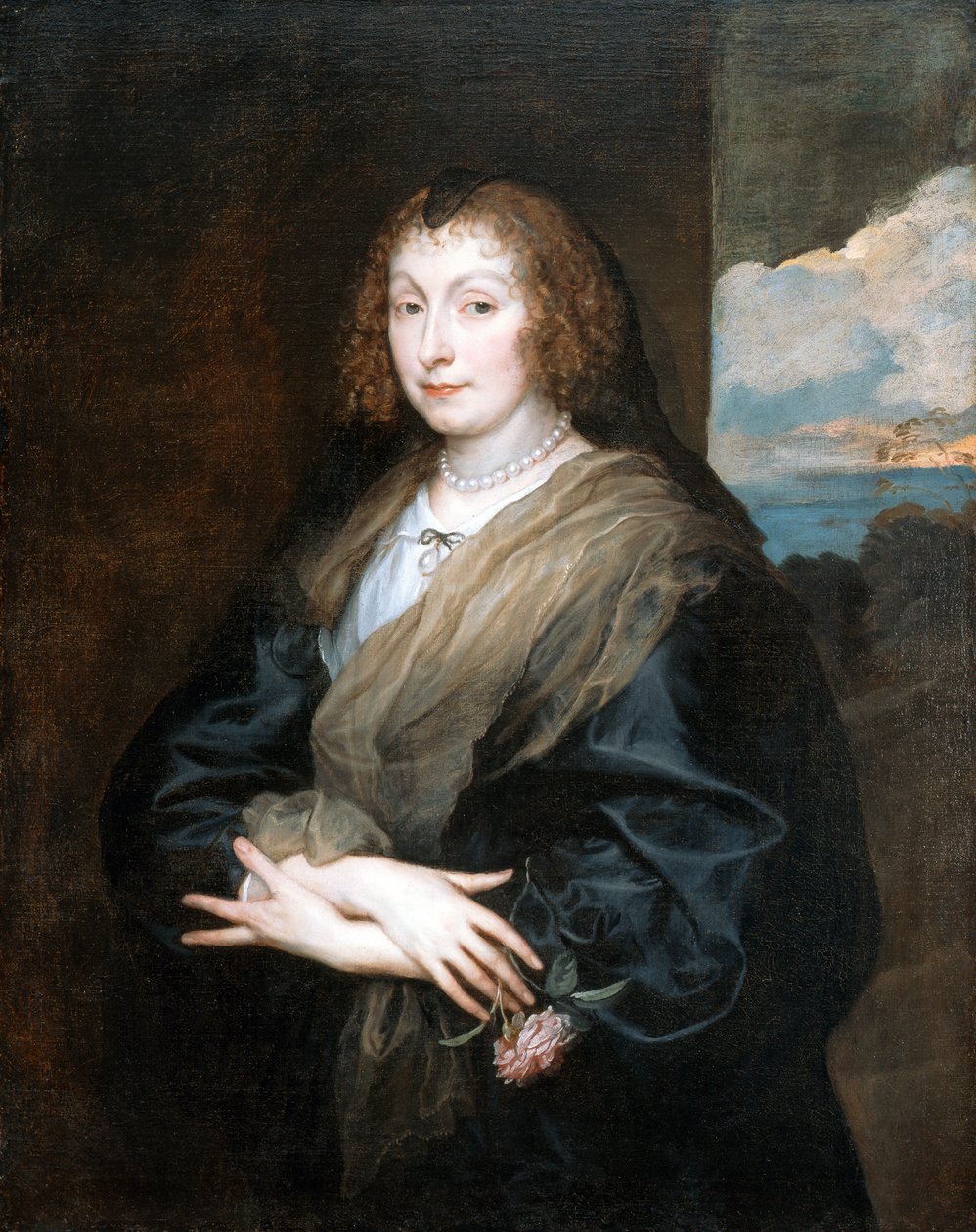 Frau mit einer Rose von Anthony van Dyck