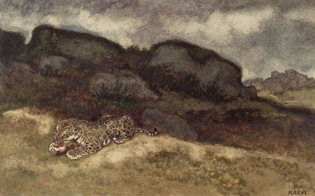 Jaguar verschlingt seine Beute von Antoine Louis Barye