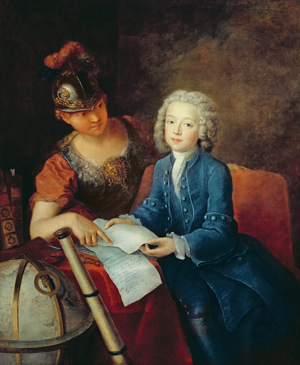 Jean-Philippe Baratier (1721-40) wird Minerva vorgestellt, 1735 von Antoine Pesne