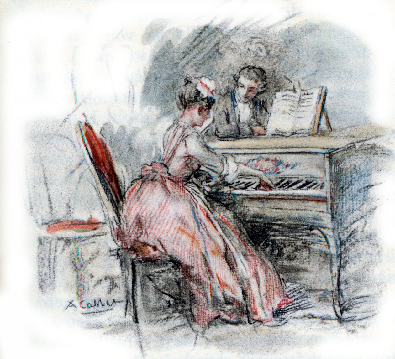 Werther bewundert Charlotte beim Cembalospiel von Antoine Calbet