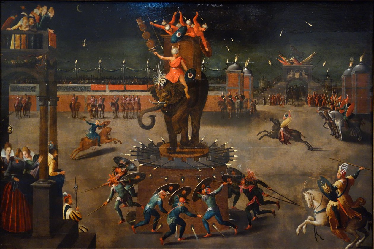 Karussell mit Elefant von Antoine Caron