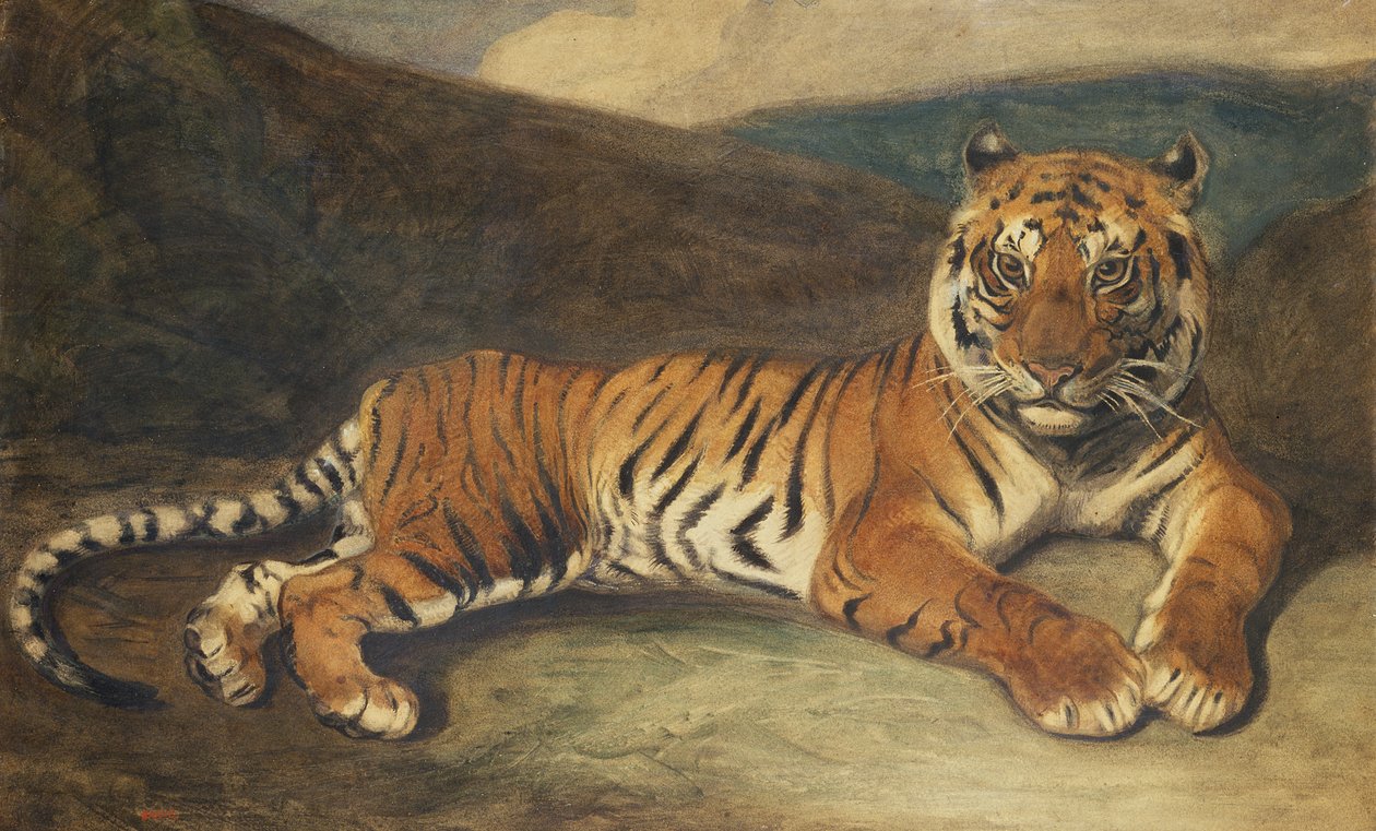Tiger liegend von Antoine Louis Barye