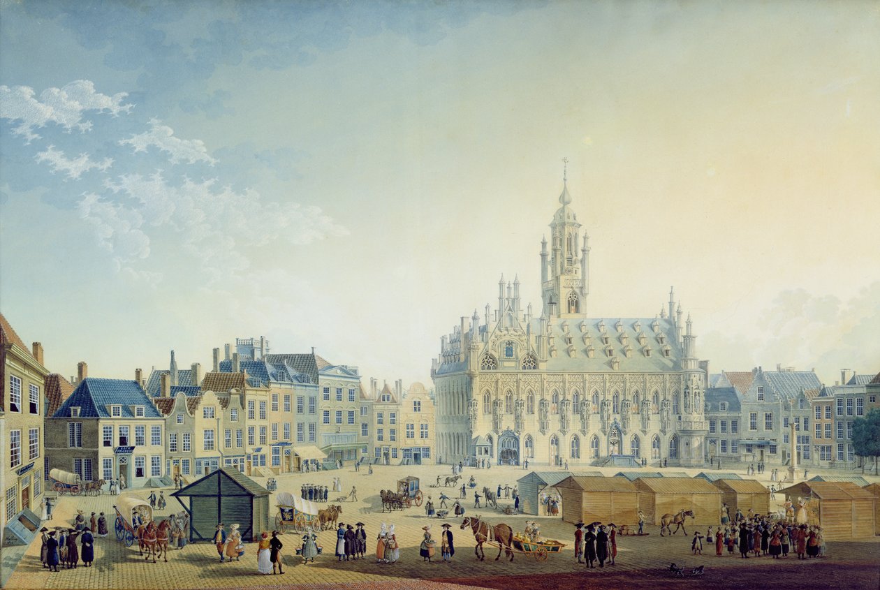 Der Hauptplatz, Middelburg, 1812 von Anton Ignaz Melling