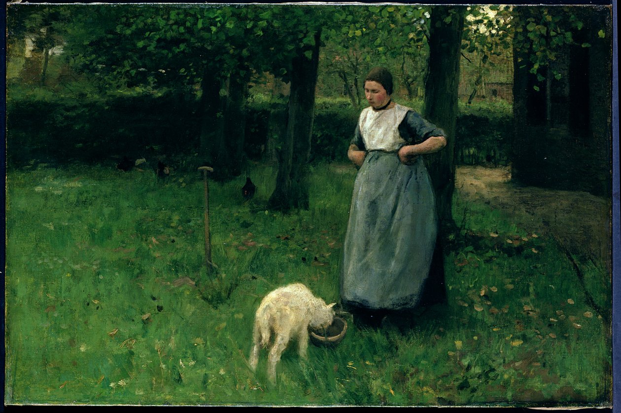 Larener Frau mit einer Ziege von Anton Mauve
